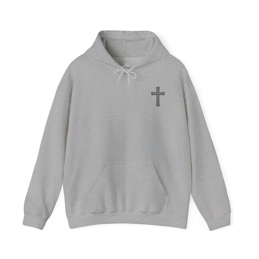 Cross Hoodie with Crown of Thorns — "By His Wounds We Are Healed" Isaiah 53:5 Religious Pullover
