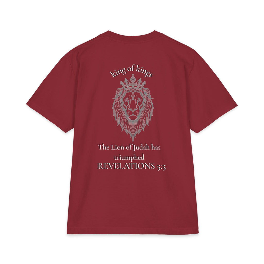 King of Kings Lion of Judah T‑Shirt — Cross Chest & Revelations 5:5 Christian Tee