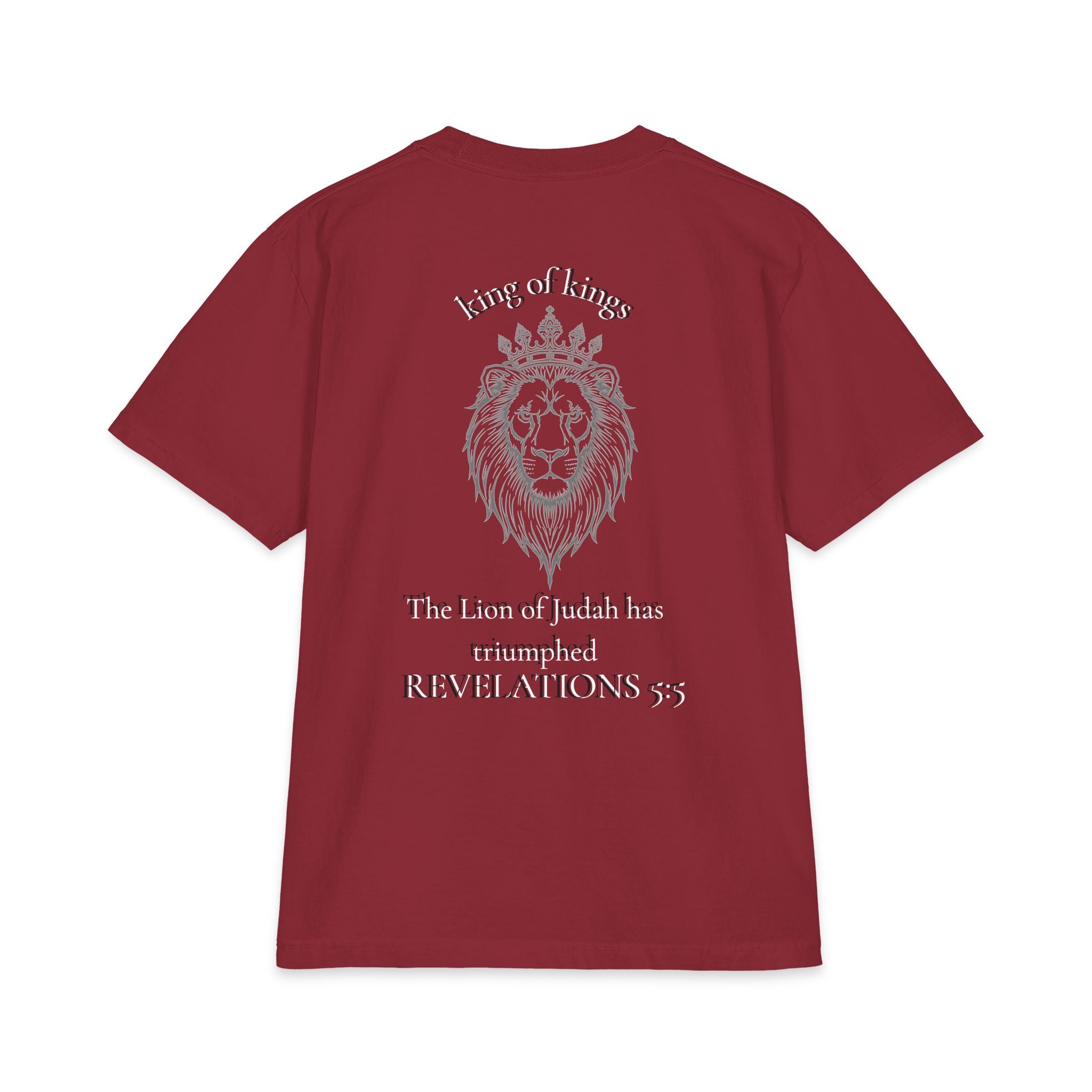 King of Kings Lion of Judah T‑Shirt — Cross Chest & Revelations 5:5 Christian Tee