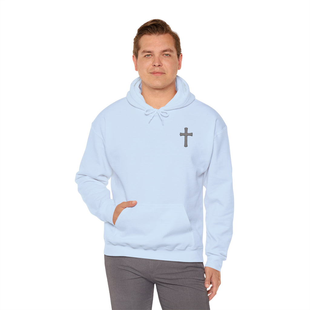 Cross Hoodie with Crown of Thorns — "By His Wounds We Are Healed" Isaiah 53:5 Religious Pullover