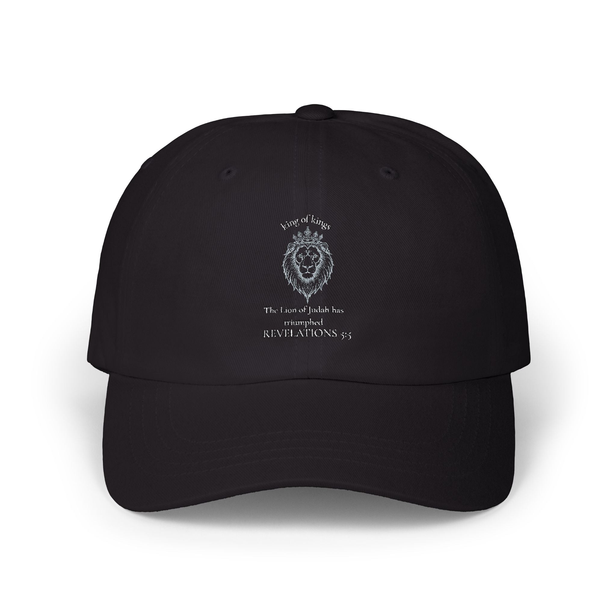 Lion Crest Dad Cap — Small Cross Embroidery, Faith-Inspired Baseball Hat