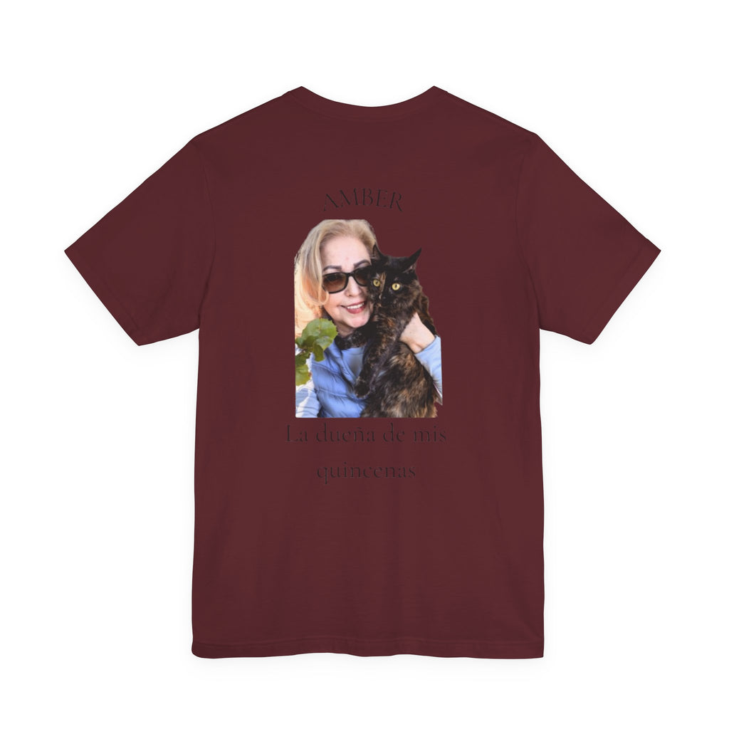 Custom Photo Memorial Tee — Personalized Name ‘Amber’ with Portrait and Floral Accent