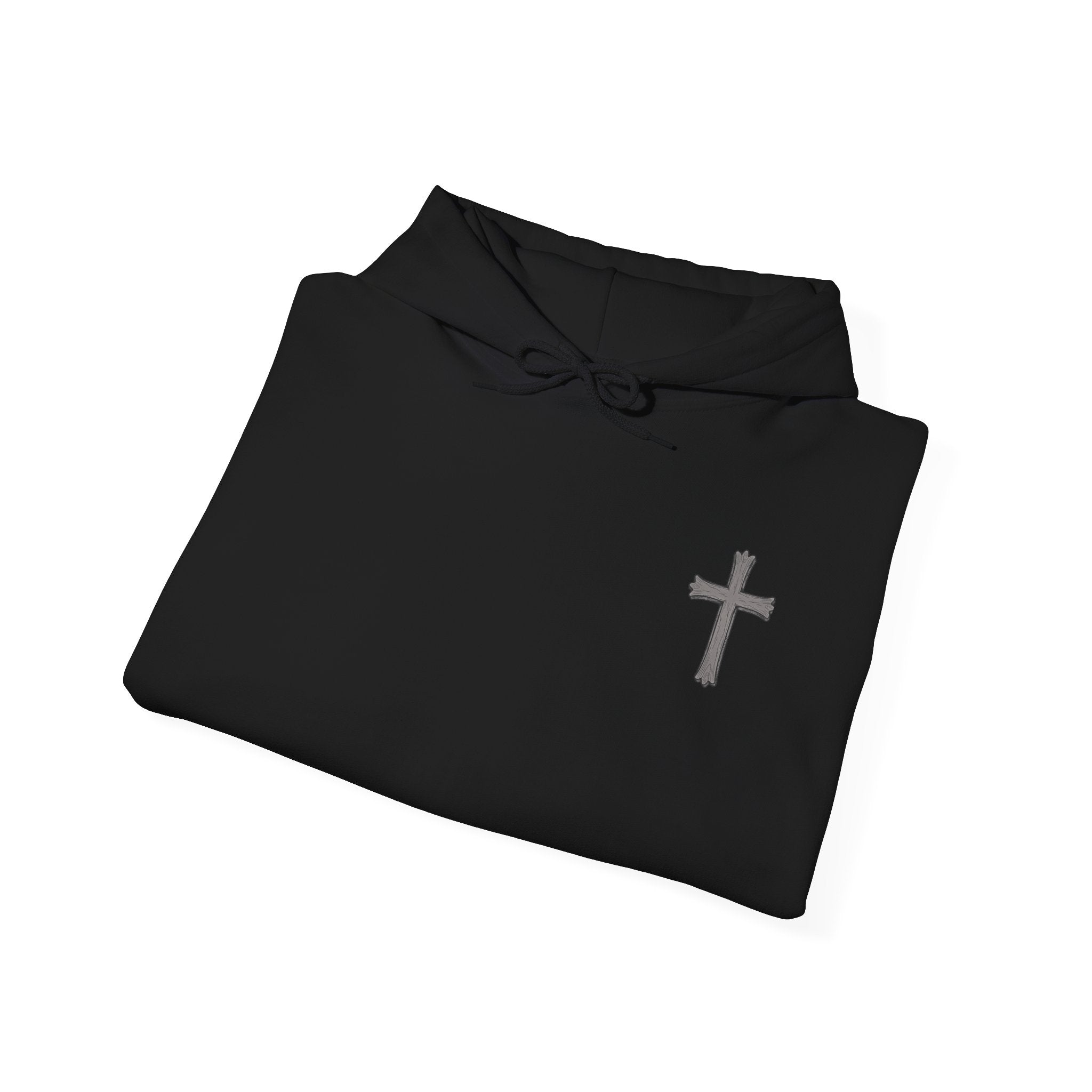 Cross Hoodie with Crown of Thorns — "By His Wounds We Are Healed" Isaiah 53:5 Religious Pullover