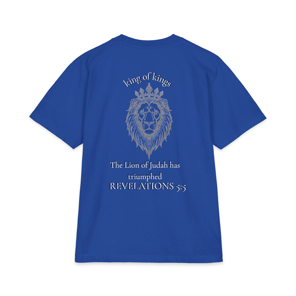 King of Kings Lion of Judah T‑Shirt — Cross Chest & Revelations 5:5 Christian Tee