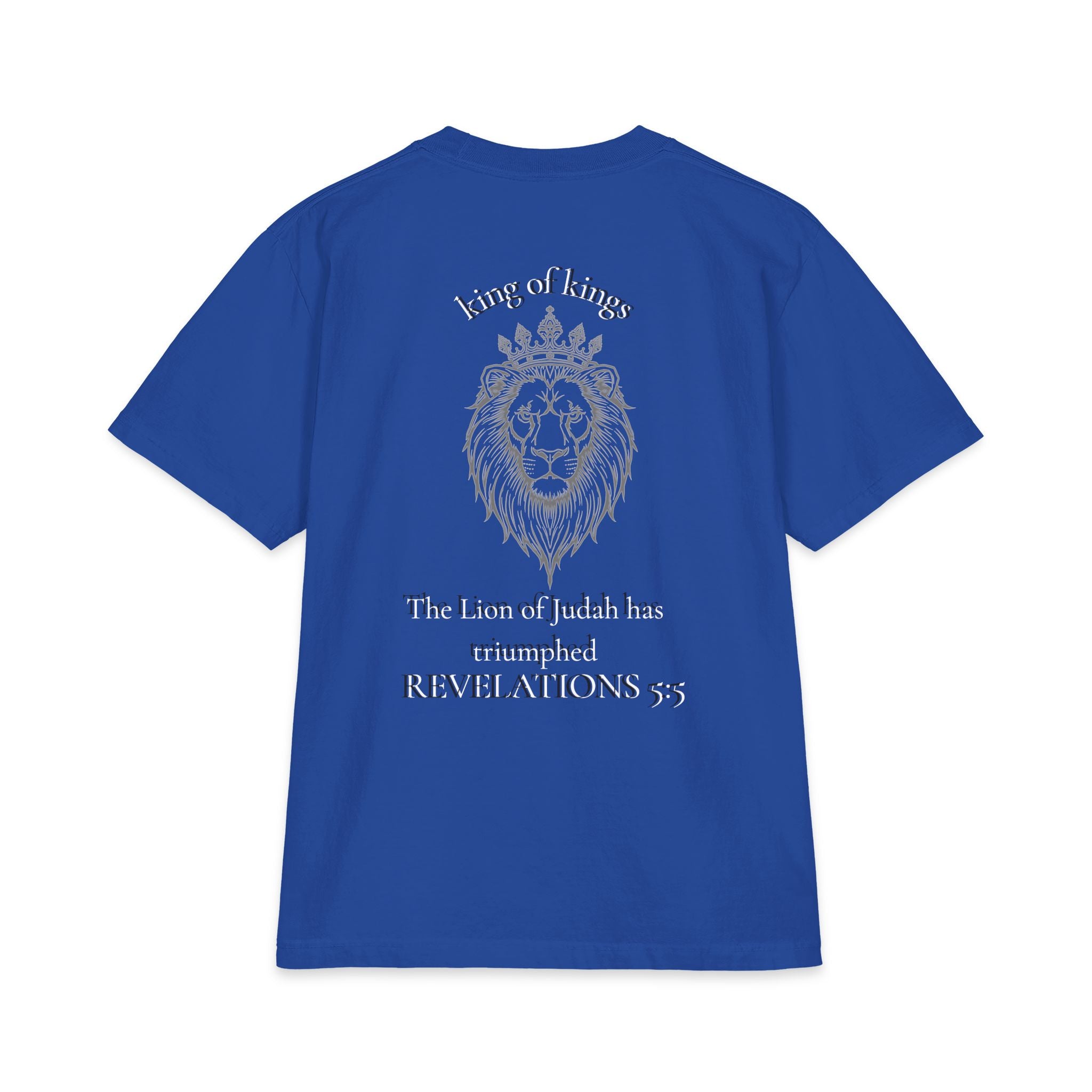 King of Kings Lion of Judah T‑Shirt — Cross Chest & Revelations 5:5 Christian Tee