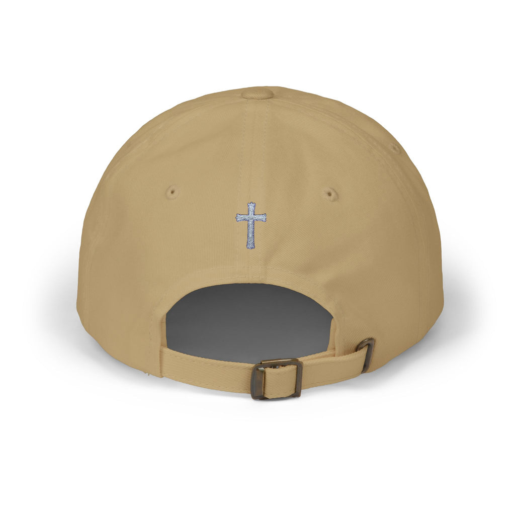 Lion Crest Dad Cap — Small Cross Embroidery, Faith-Inspired Baseball Hat
