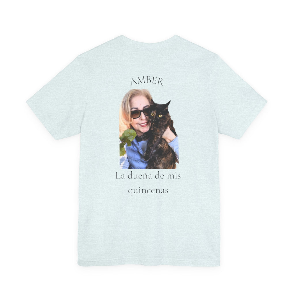 Custom Photo Memorial Tee — Personalized Name ‘Amber’ with Portrait and Floral Accent