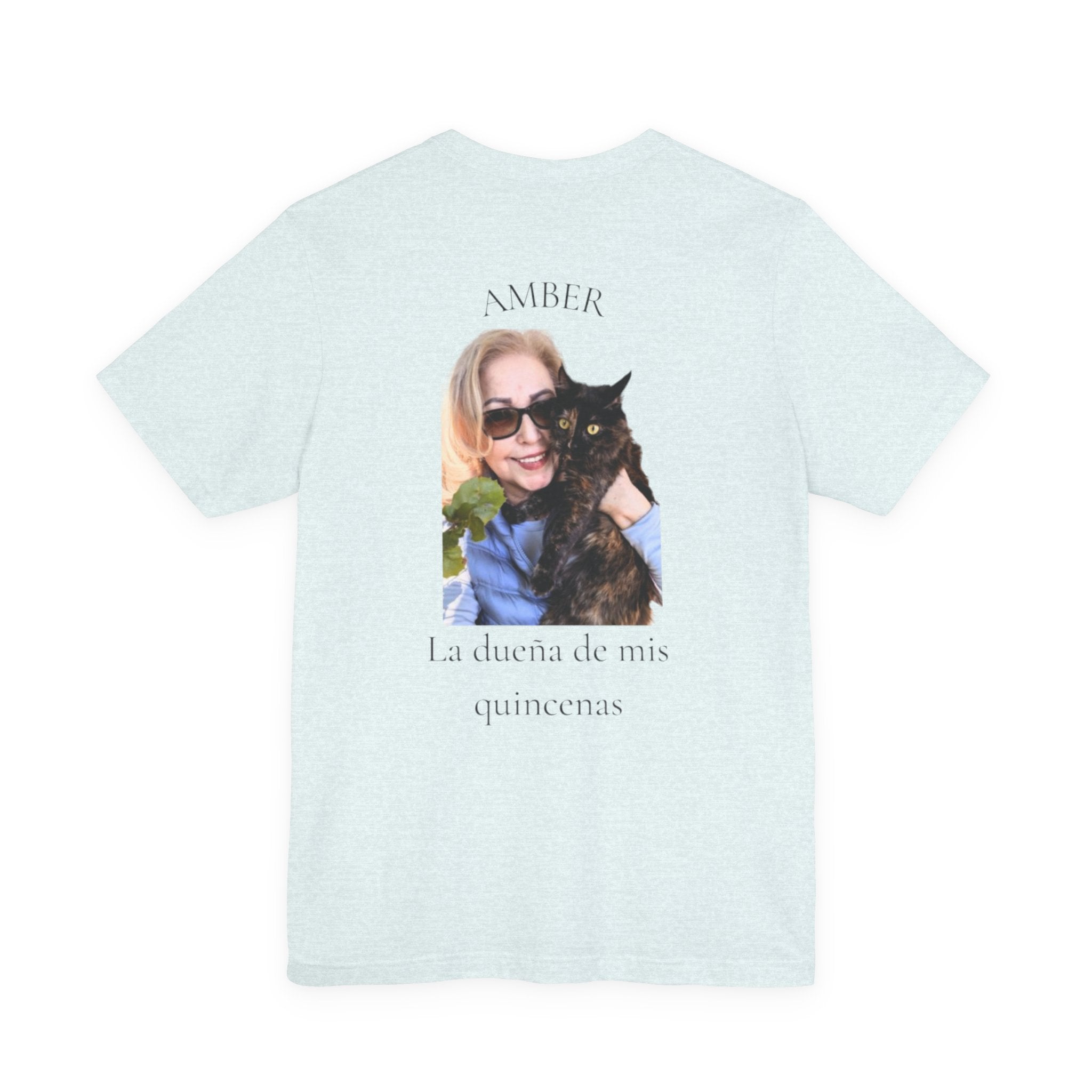 Custom Photo Memorial Tee — Personalized Name ‘Amber’ with Portrait and Floral Accent