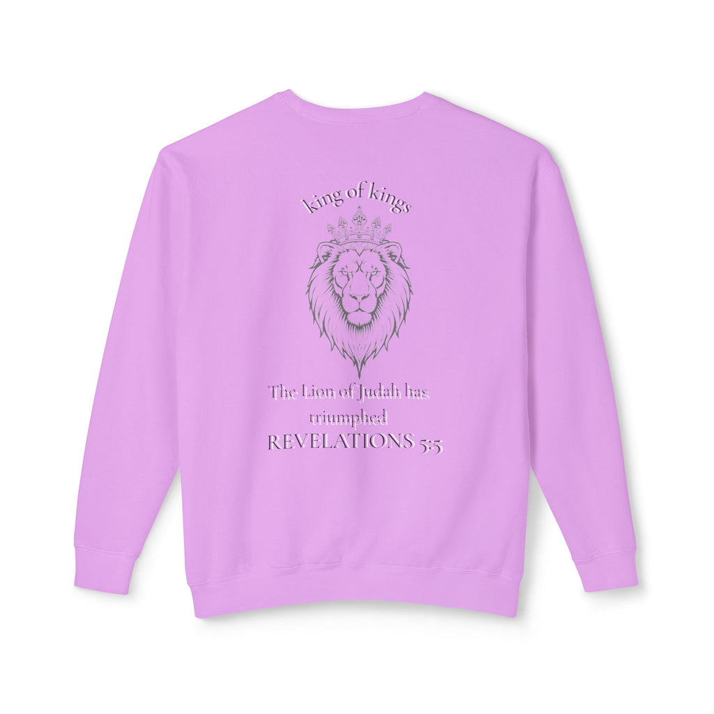 Lion Crewneck Sweatshirt — "King of Kings" Bible Verse Design