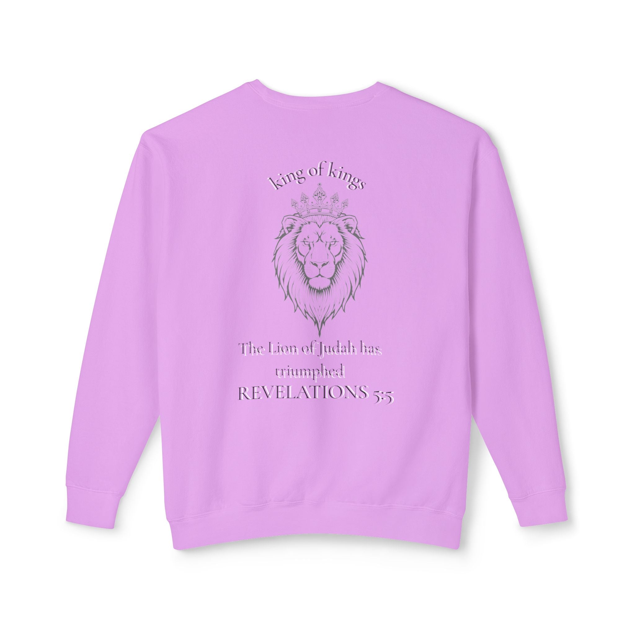Lion Crewneck Sweatshirt — "King of Kings" Bible Verse Design