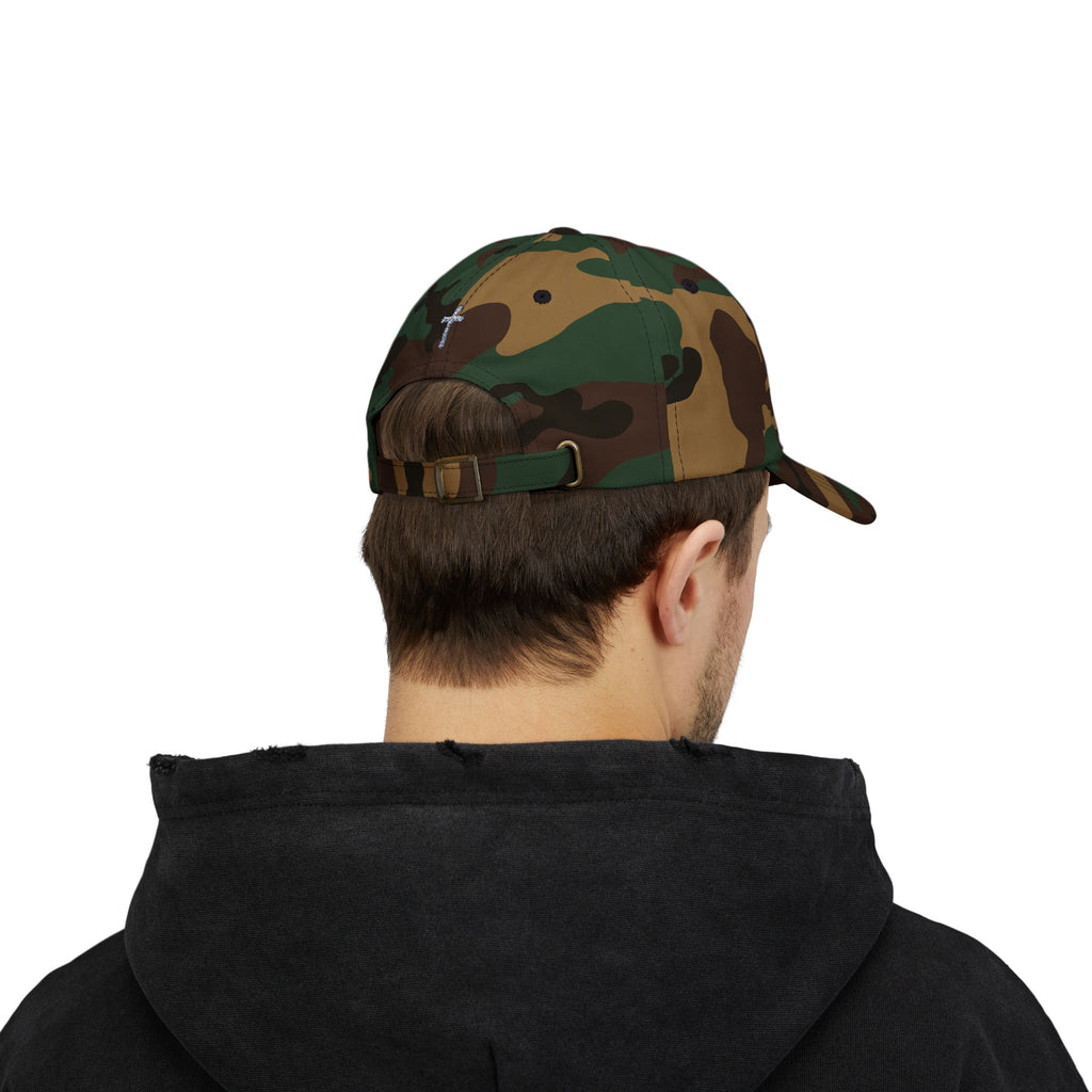 Lion Crest Dad Cap — Small Cross Embroidery, Faith-Inspired Baseball Hat