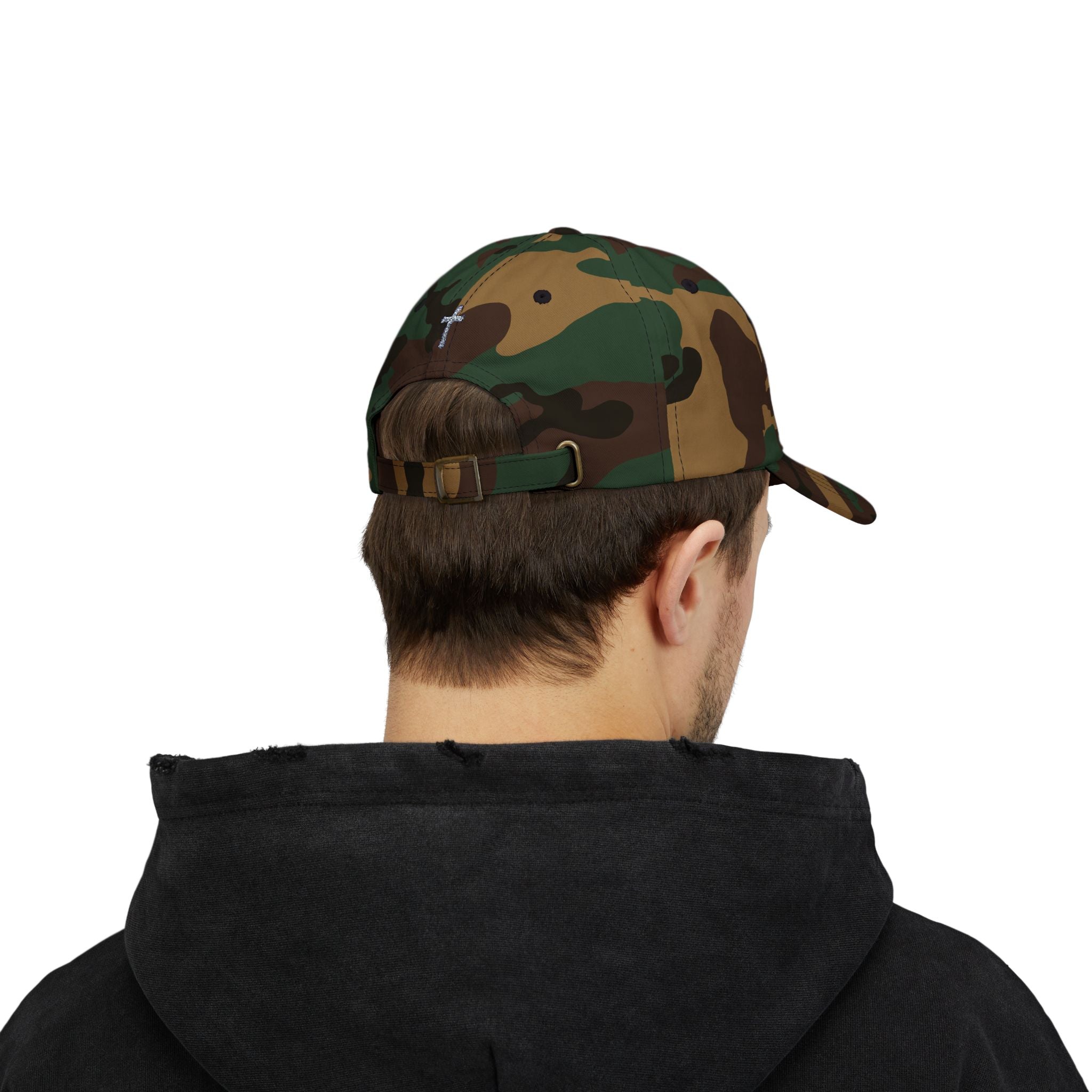 Lion Crest Dad Cap — Small Cross Embroidery, Faith-Inspired Baseball Hat