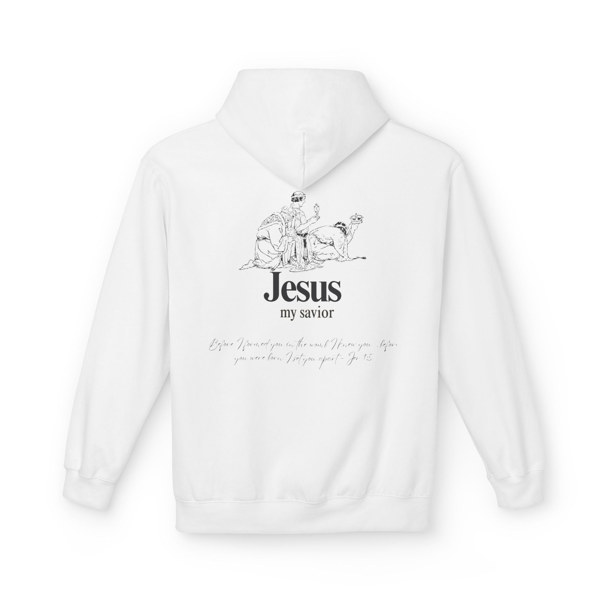 Christian Hoodie — 'Jesus My Savior' Illustrated Lamb & Shepherd Faith Pullover