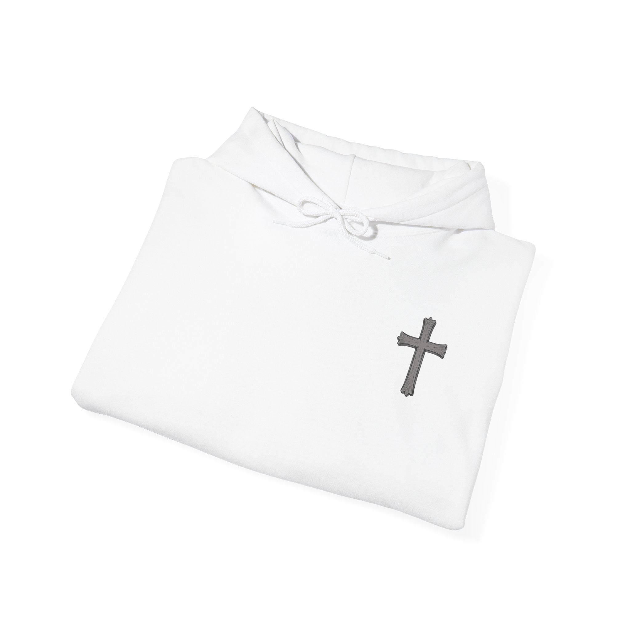 Cross Hoodie with Crown of Thorns — "By His Wounds We Are Healed" Isaiah 53:5 Religious Pullover