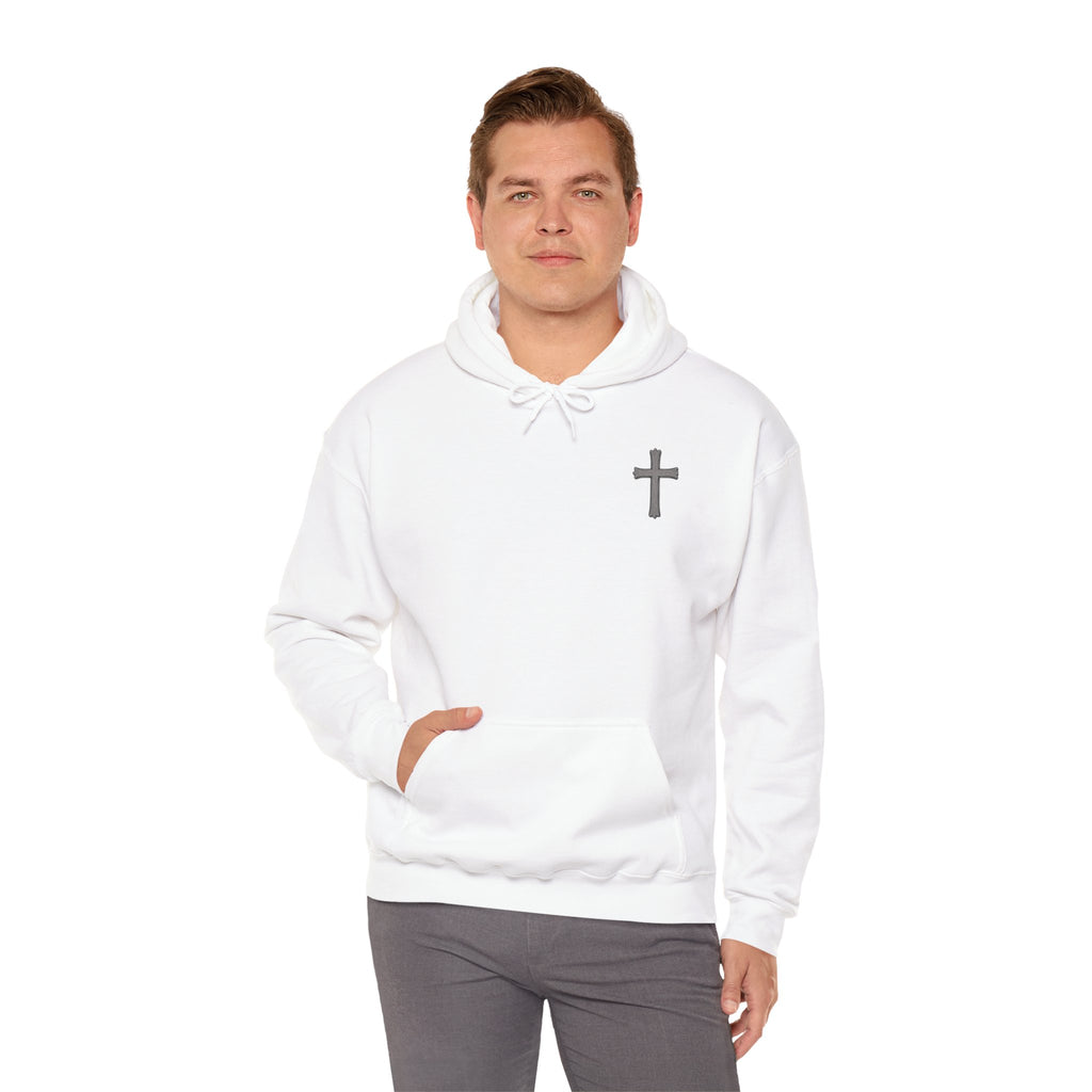 Cross Hoodie with Crown of Thorns — "By His Wounds We Are Healed" Isaiah 53:5 Religious Pullover