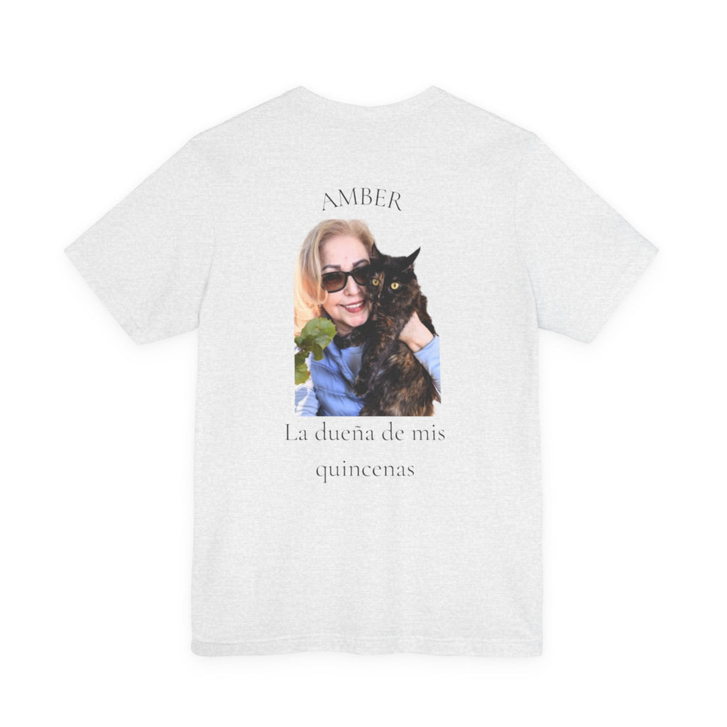 Custom Photo Memorial Tee — Personalized Name ‘Amber’ with Portrait and Floral Accent