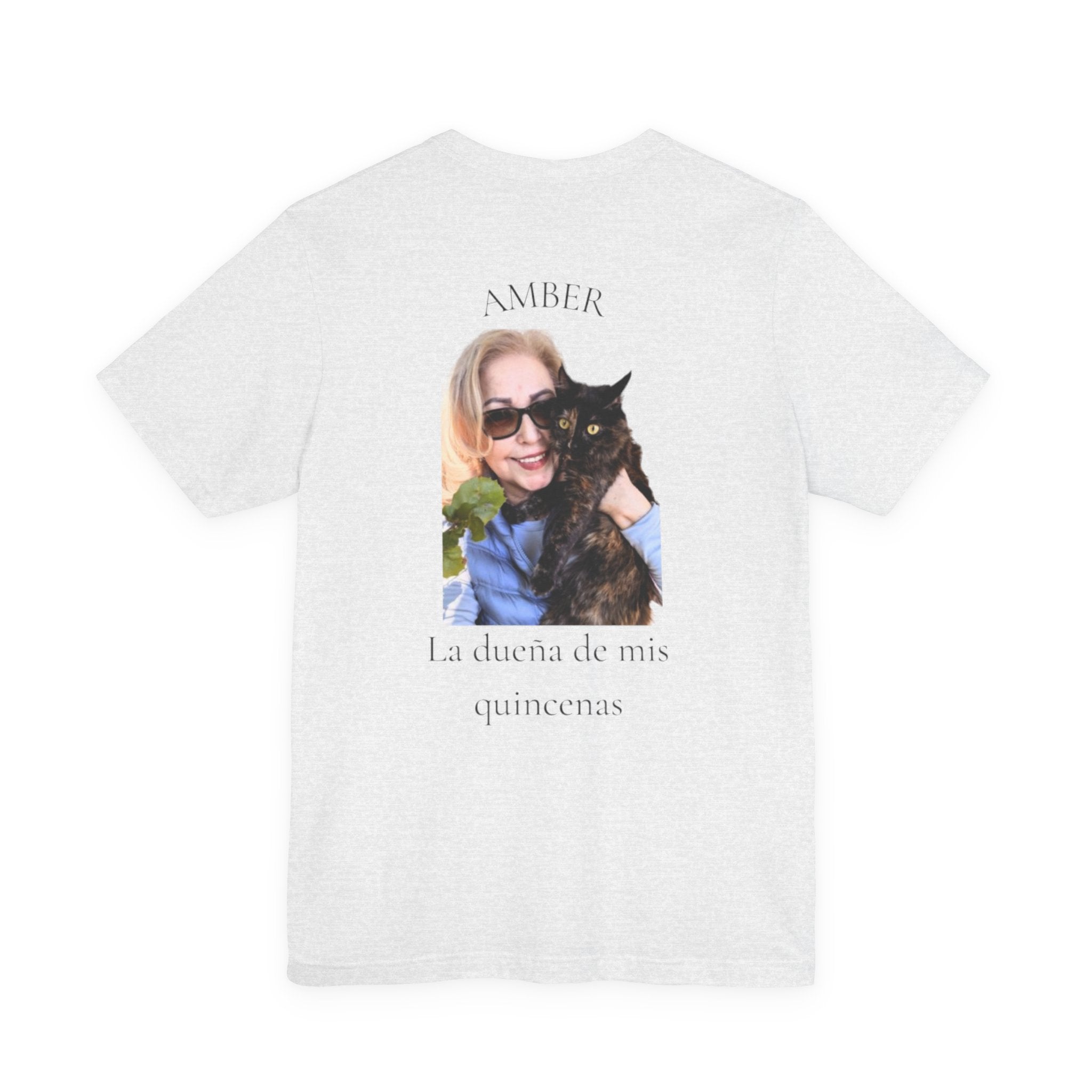 Custom Photo Memorial Tee — Personalized Name ‘Amber’ with Portrait and Floral Accent