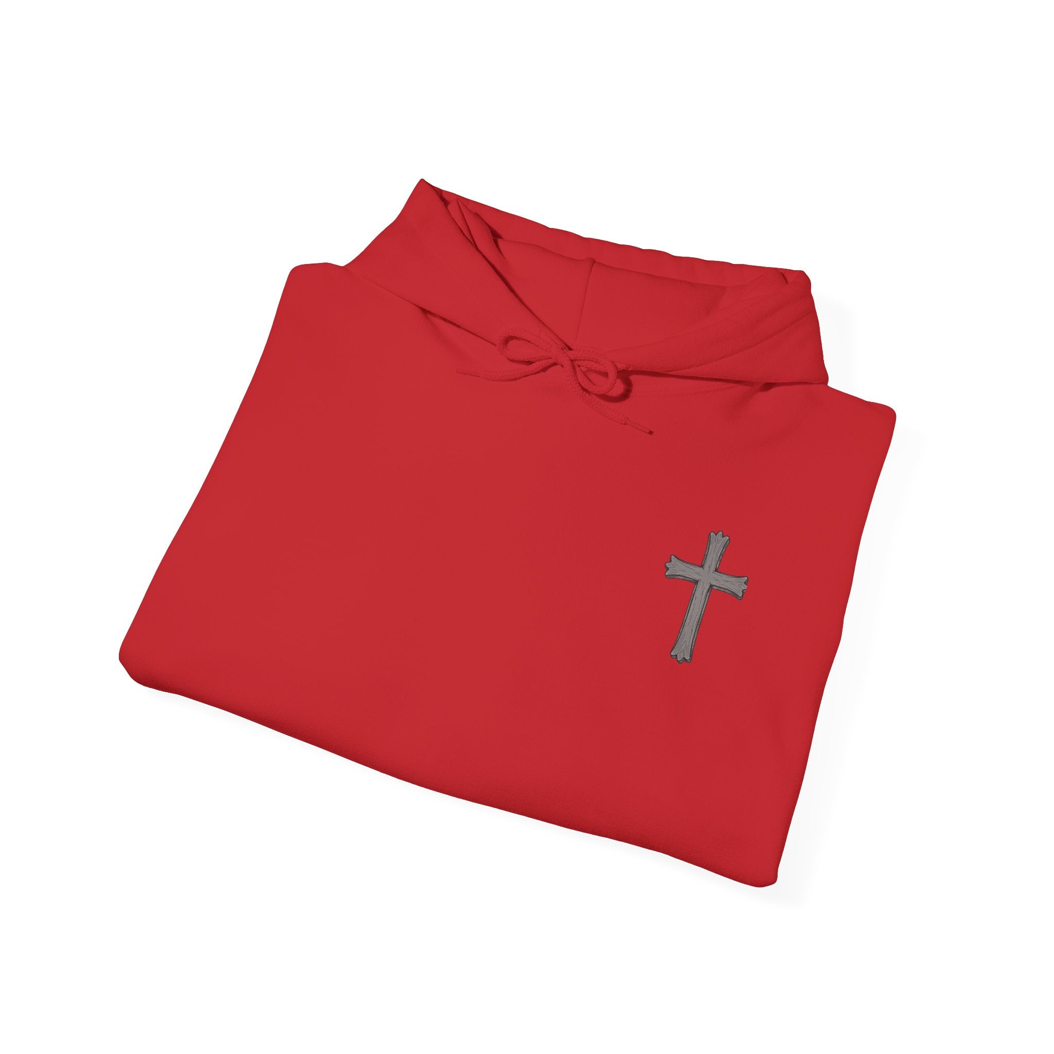 Cross Hoodie with Crown of Thorns — "By His Wounds We Are Healed" Isaiah 53:5 Religious Pullover
