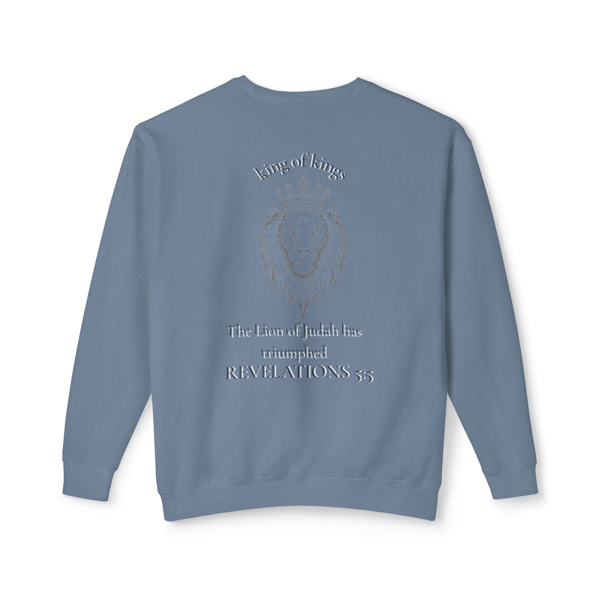 Lion Crewneck Sweatshirt — "King of Kings" Bible Verse Design