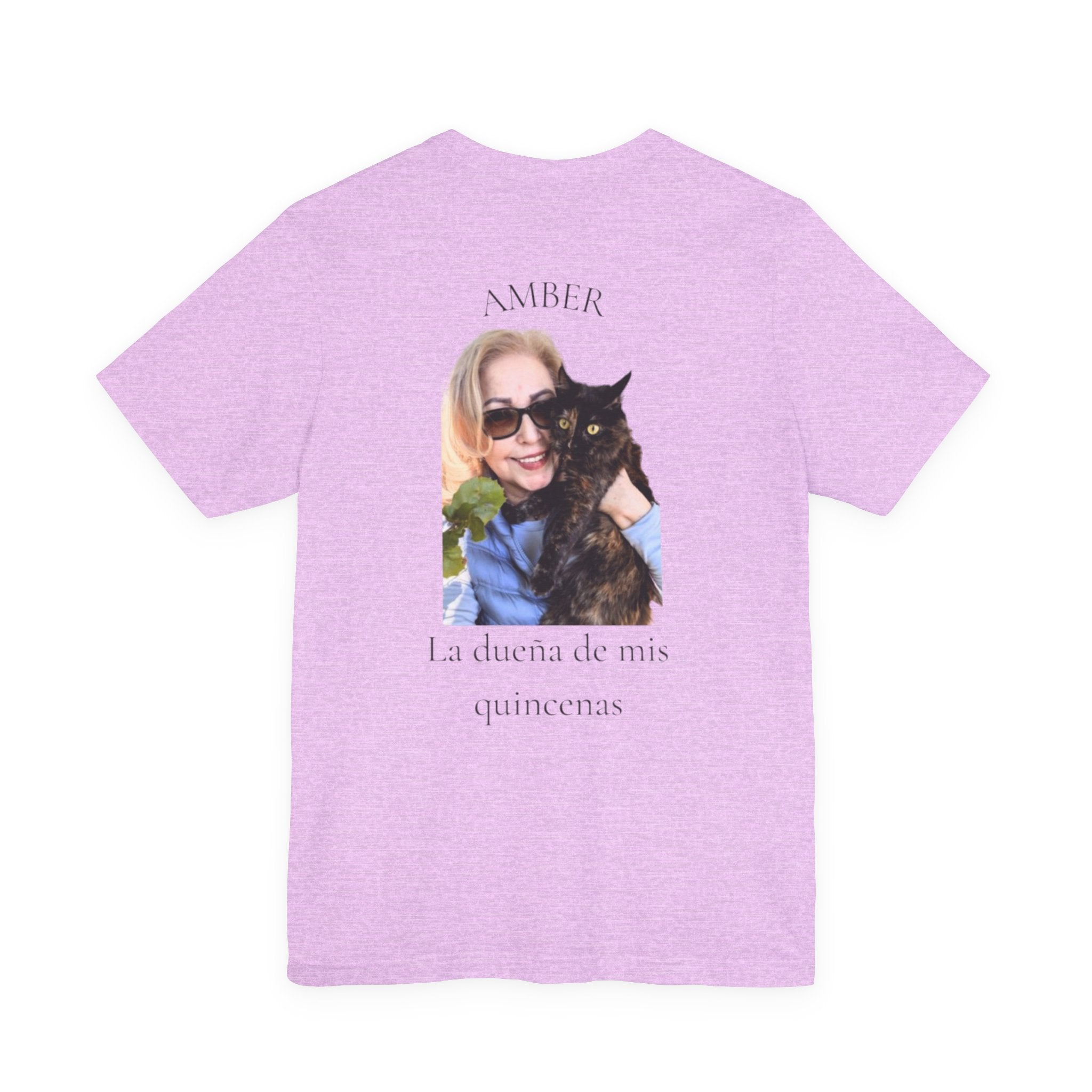 Custom Photo Memorial Tee — Personalized Name ‘Amber’ with Portrait and Floral Accent