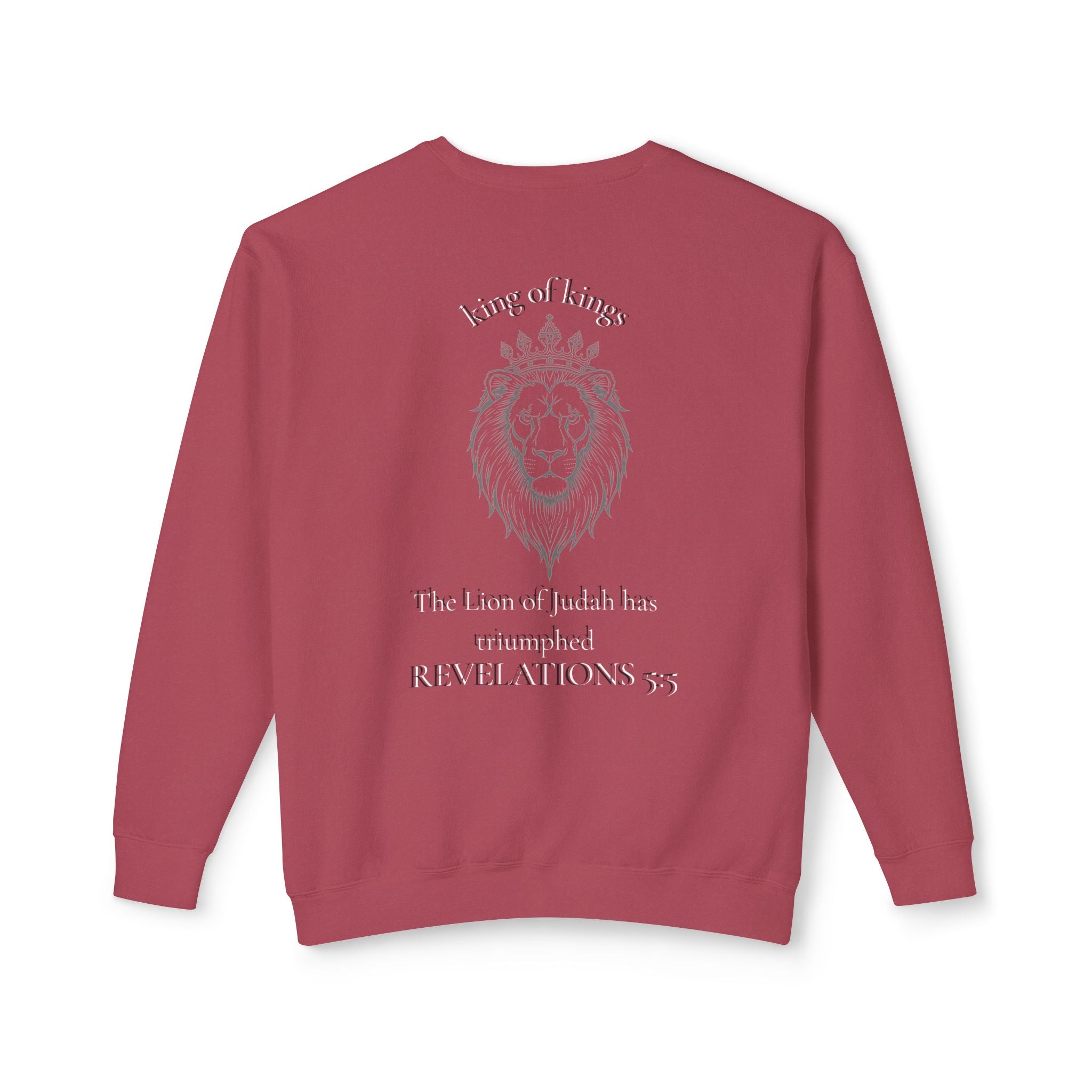 Lion Crewneck Sweatshirt — "King of Kings" Bible Verse Design