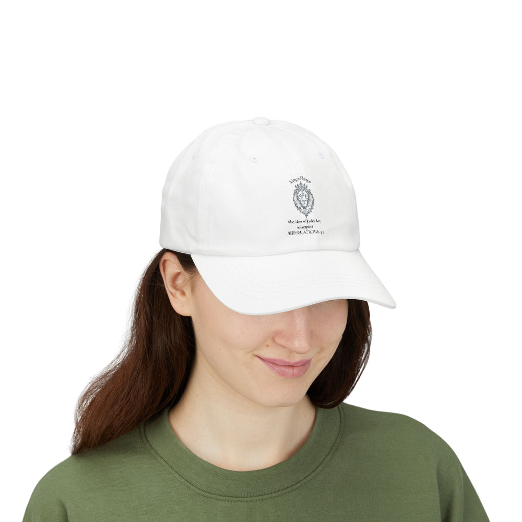 Lion Crest Dad Cap — Small Cross Embroidery, Faith-Inspired Baseball Hat