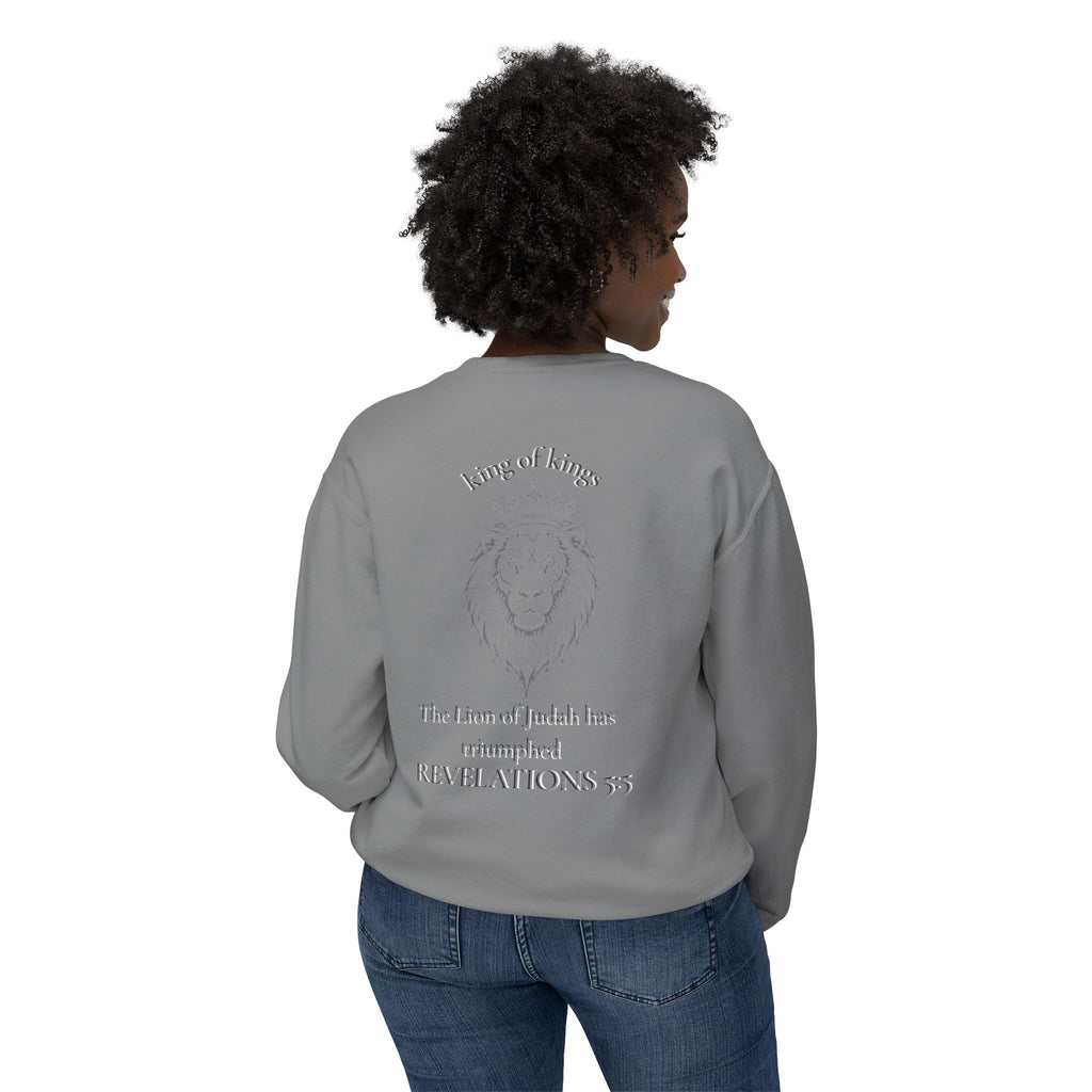Lion Crewneck Sweatshirt — "King of Kings" Bible Verse Design