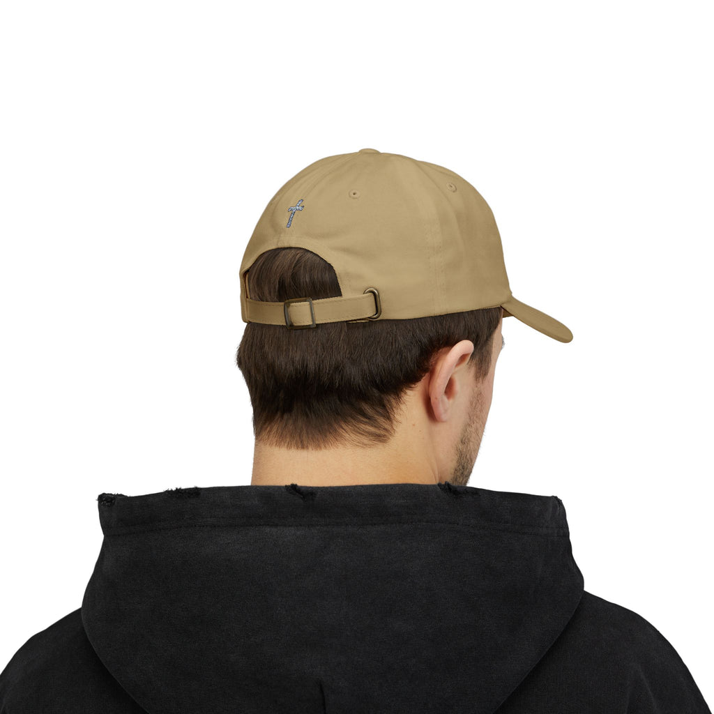 Lion Crest Dad Cap — Small Cross Embroidery, Faith-Inspired Baseball Hat