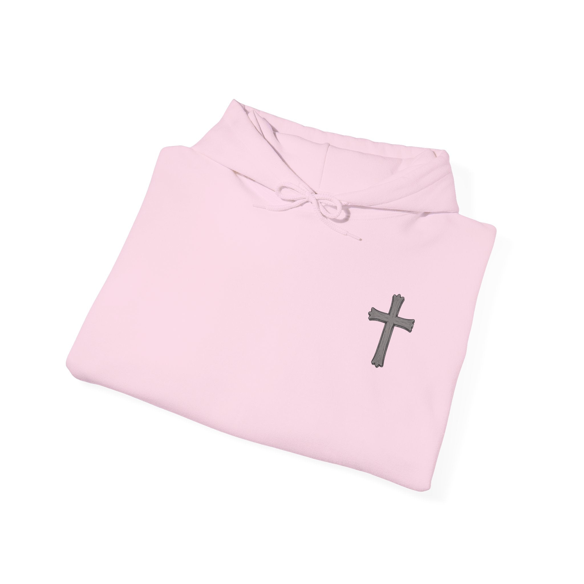 Cross Hoodie with Crown of Thorns — "By His Wounds We Are Healed" Isaiah 53:5 Religious Pullover