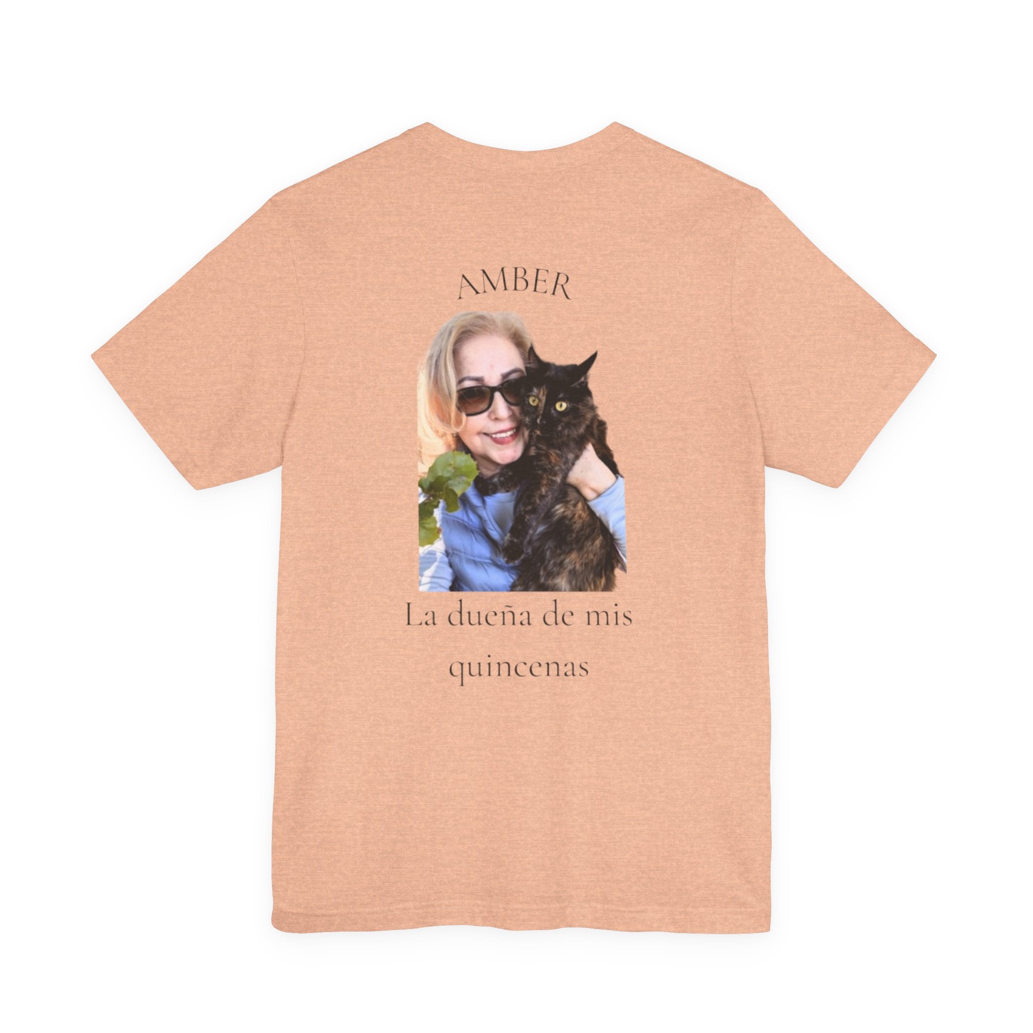 Custom Photo Memorial Tee — Personalized Name ‘Amber’ with Portrait and Floral Accent
