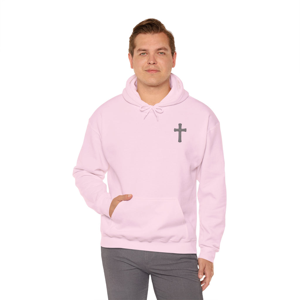 Cross Hoodie with Crown of Thorns — "By His Wounds We Are Healed" Isaiah 53:5 Religious Pullover