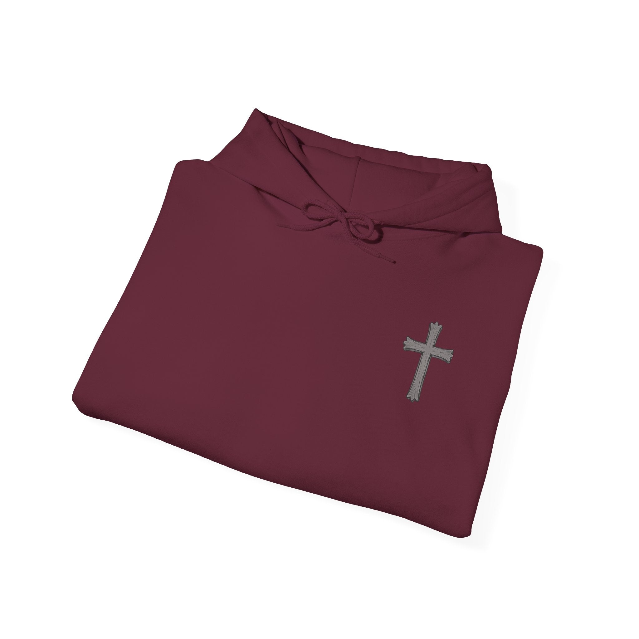 Cross Hoodie with Crown of Thorns — "By His Wounds We Are Healed" Isaiah 53:5 Religious Pullover