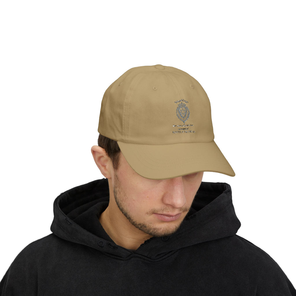 Lion Crest Dad Cap — Small Cross Embroidery, Faith-Inspired Baseball Hat