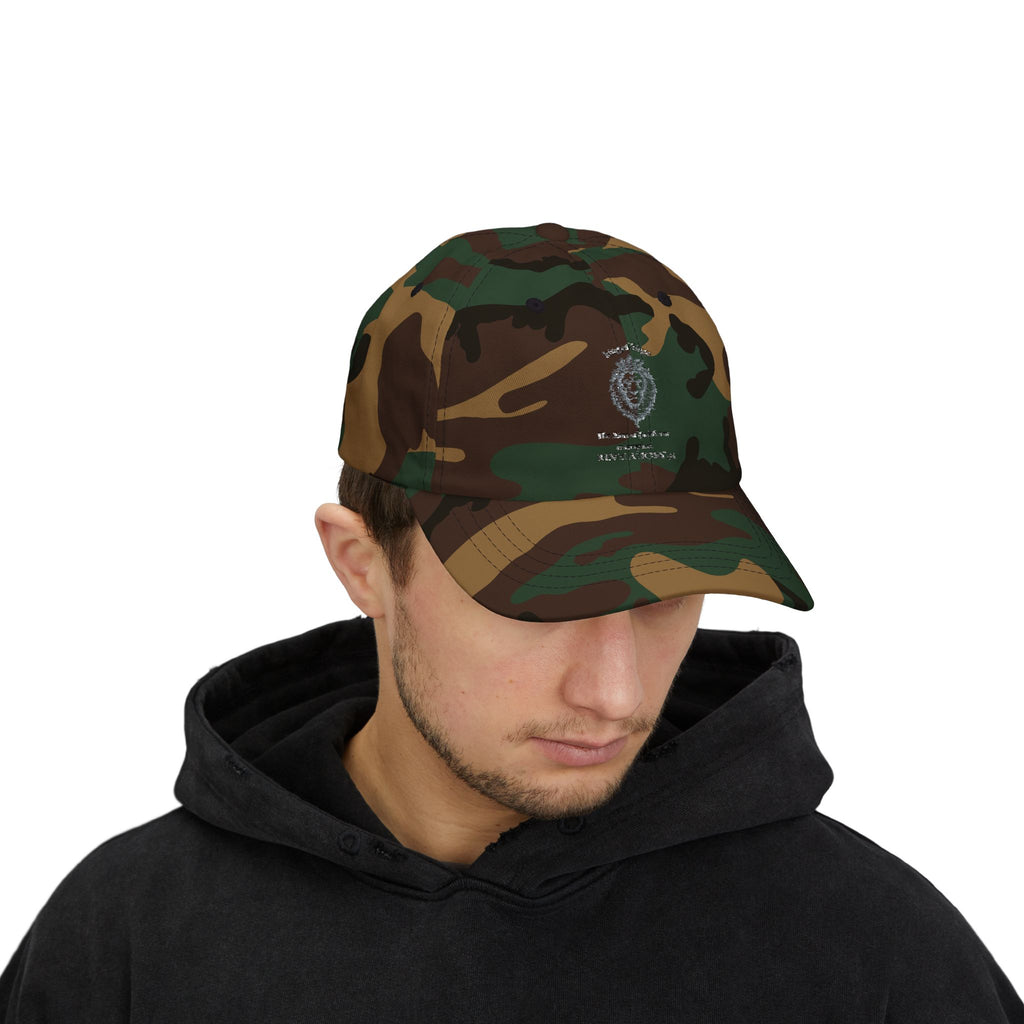 Lion Crest Dad Cap — Small Cross Embroidery, Faith-Inspired Baseball Hat