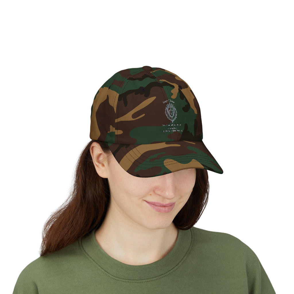 Lion Crest Dad Cap — Small Cross Embroidery, Faith-Inspired Baseball Hat