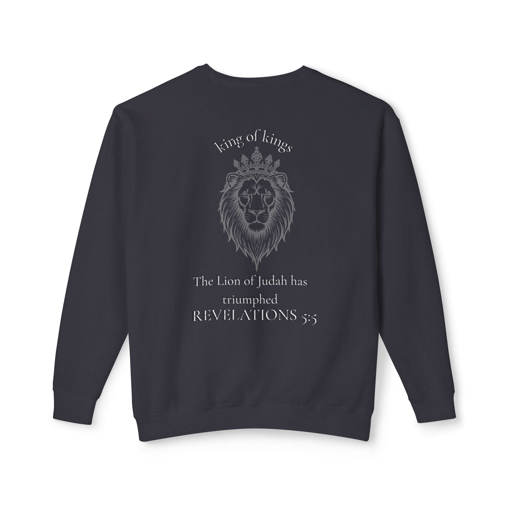 Lion Crewneck Sweatshirt — "King of Kings" Bible Verse Design