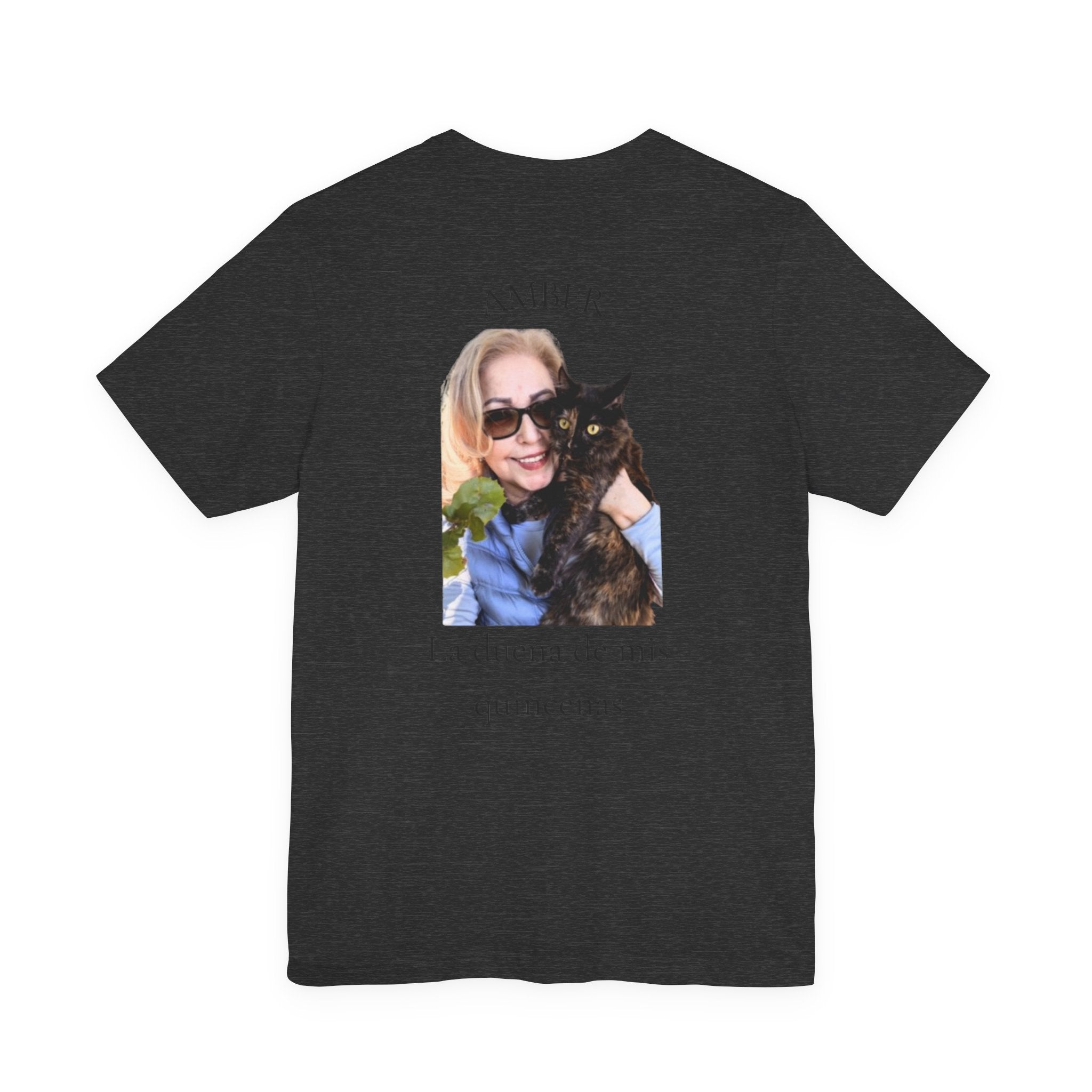 Custom Photo Memorial Tee — Personalized Name ‘Amber’ with Portrait and Floral Accent