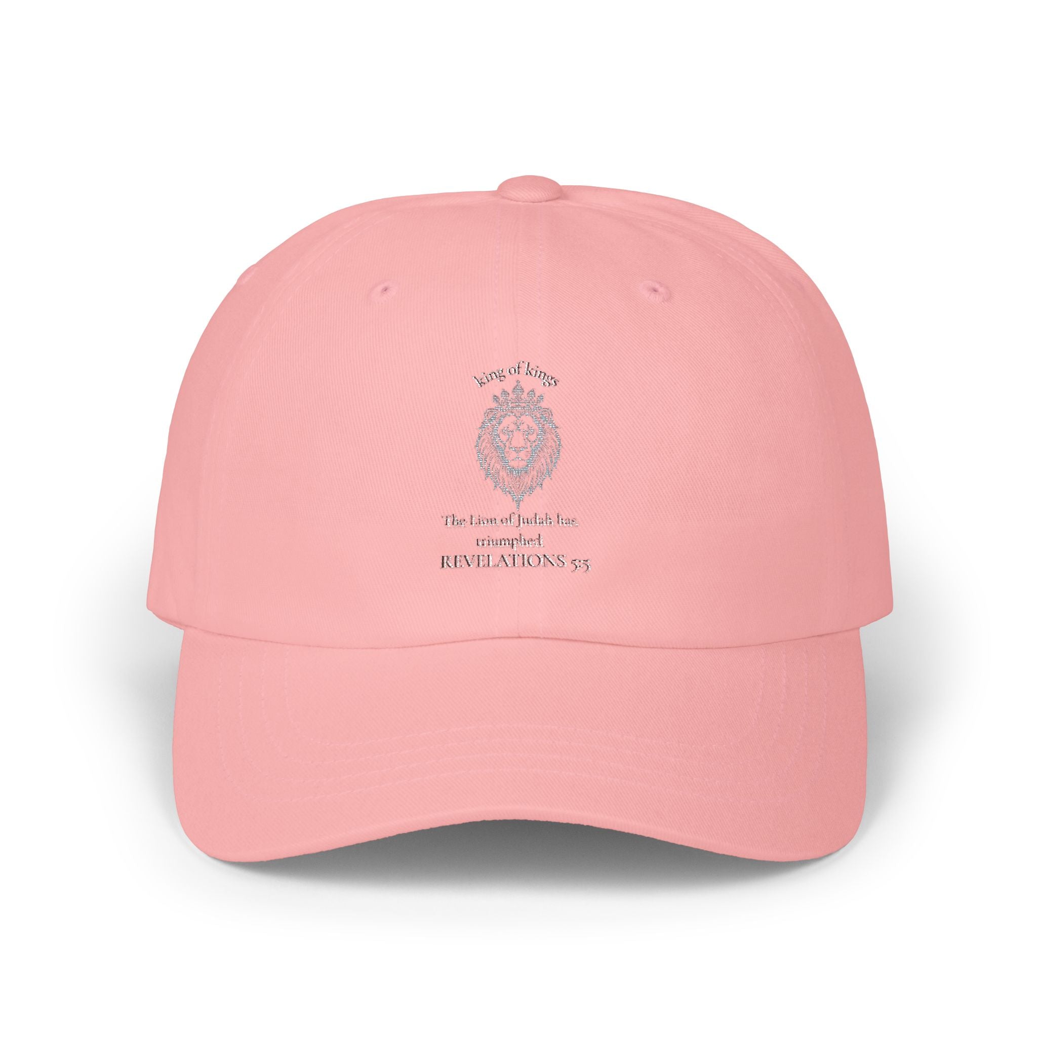 Lion Crest Dad Cap — Small Cross Embroidery, Faith-Inspired Baseball Hat