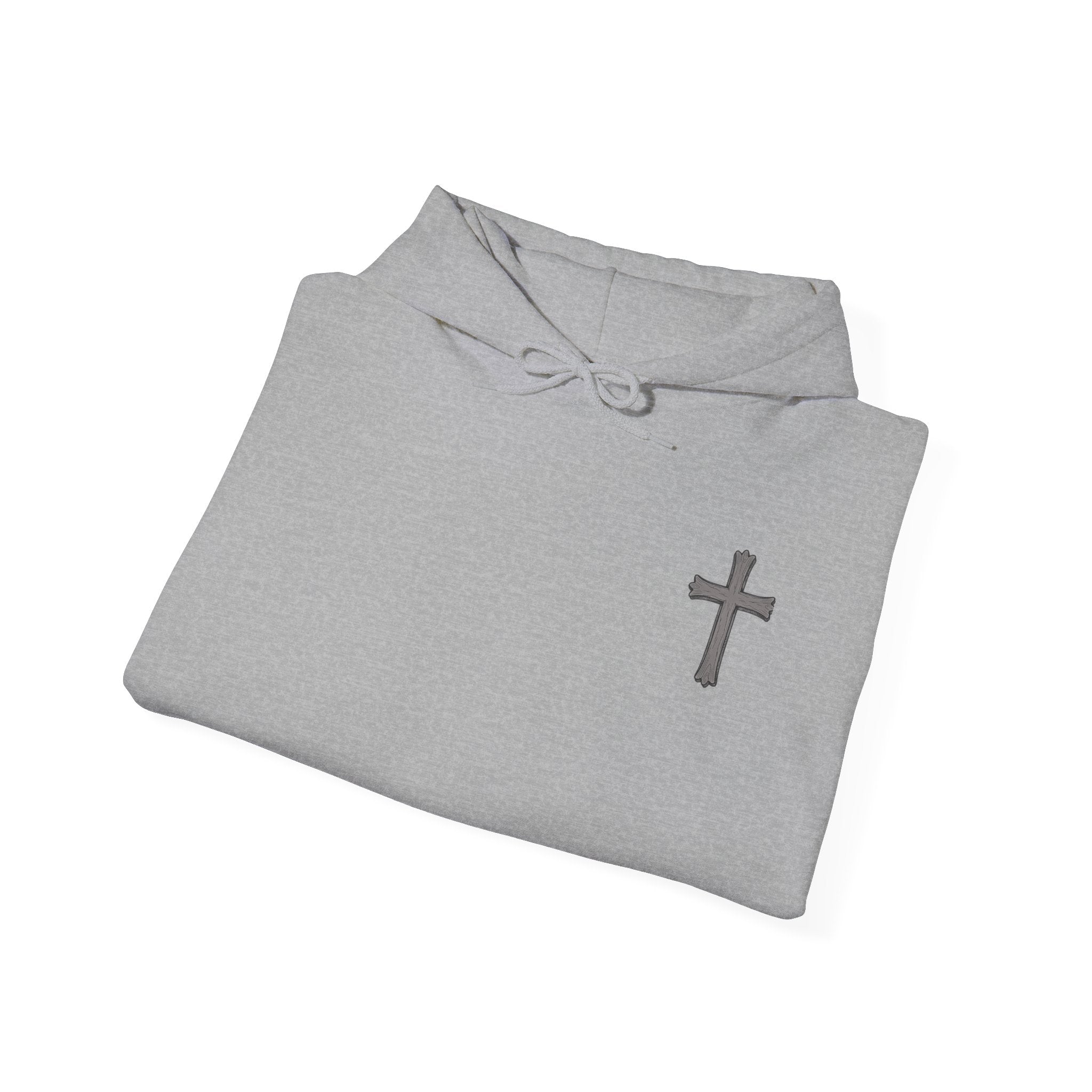 Cross Hoodie with Crown of Thorns — "By His Wounds We Are Healed" Isaiah 53:5 Religious Pullover