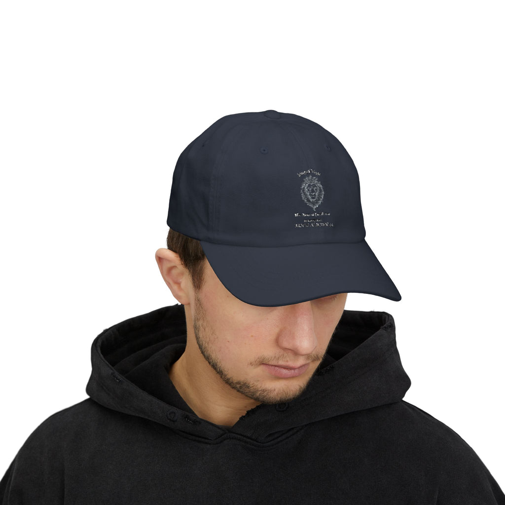 Lion Crest Dad Cap — Small Cross Embroidery, Faith-Inspired Baseball Hat