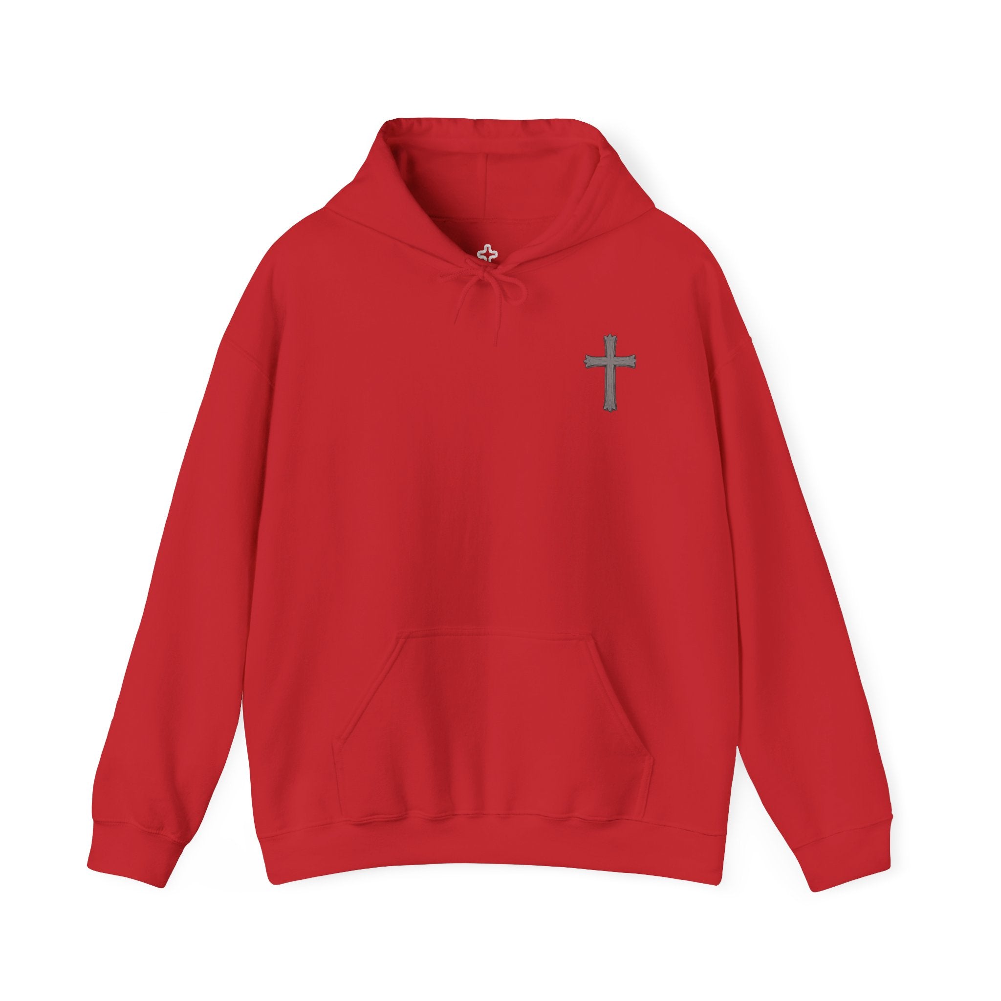 Cross Hoodie with Crown of Thorns — "By His Wounds We Are Healed" Isaiah 53:5 Religious Pullover