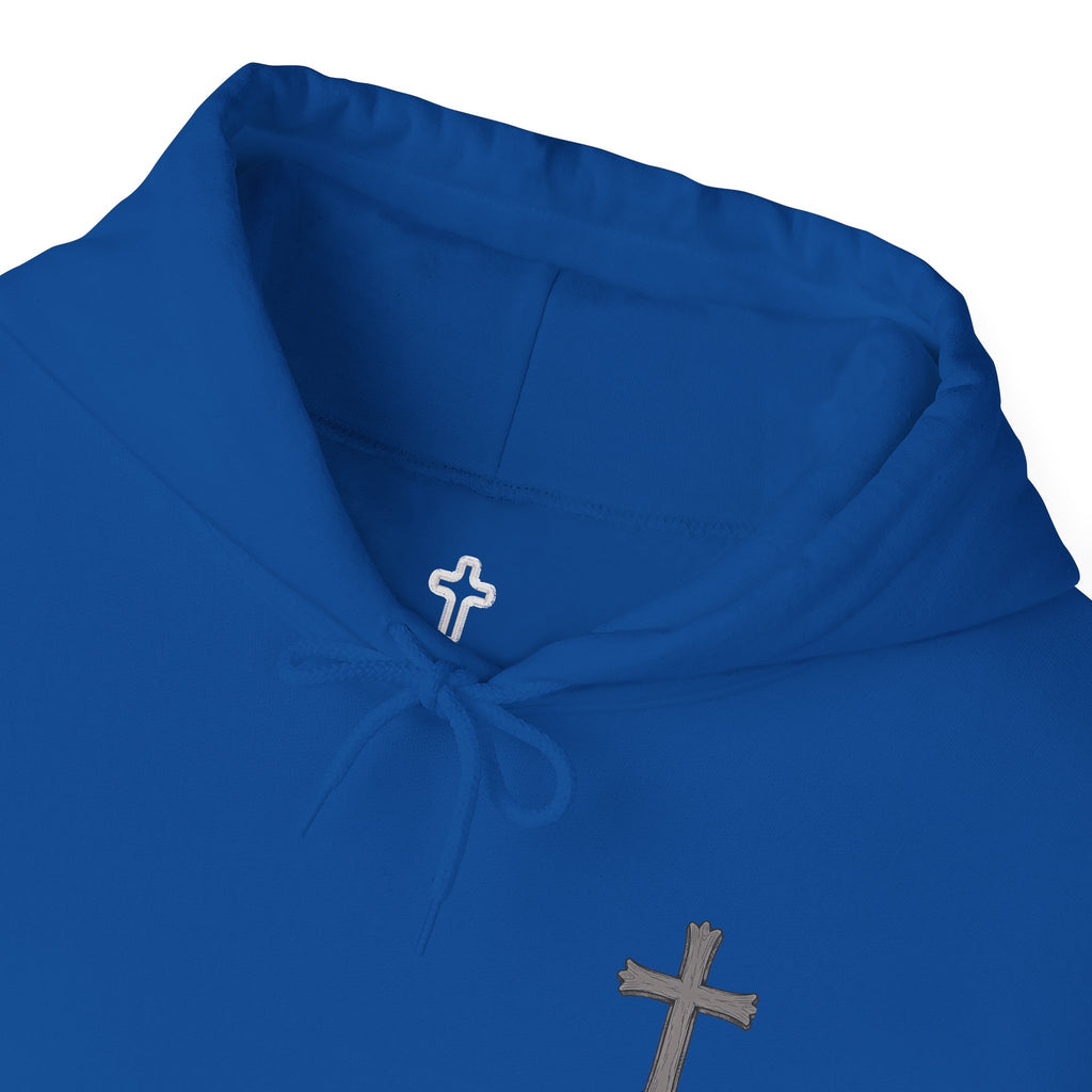 Cross Hoodie with Crown of Thorns — "By His Wounds We Are Healed" Isaiah 53:5 Religious Pullover