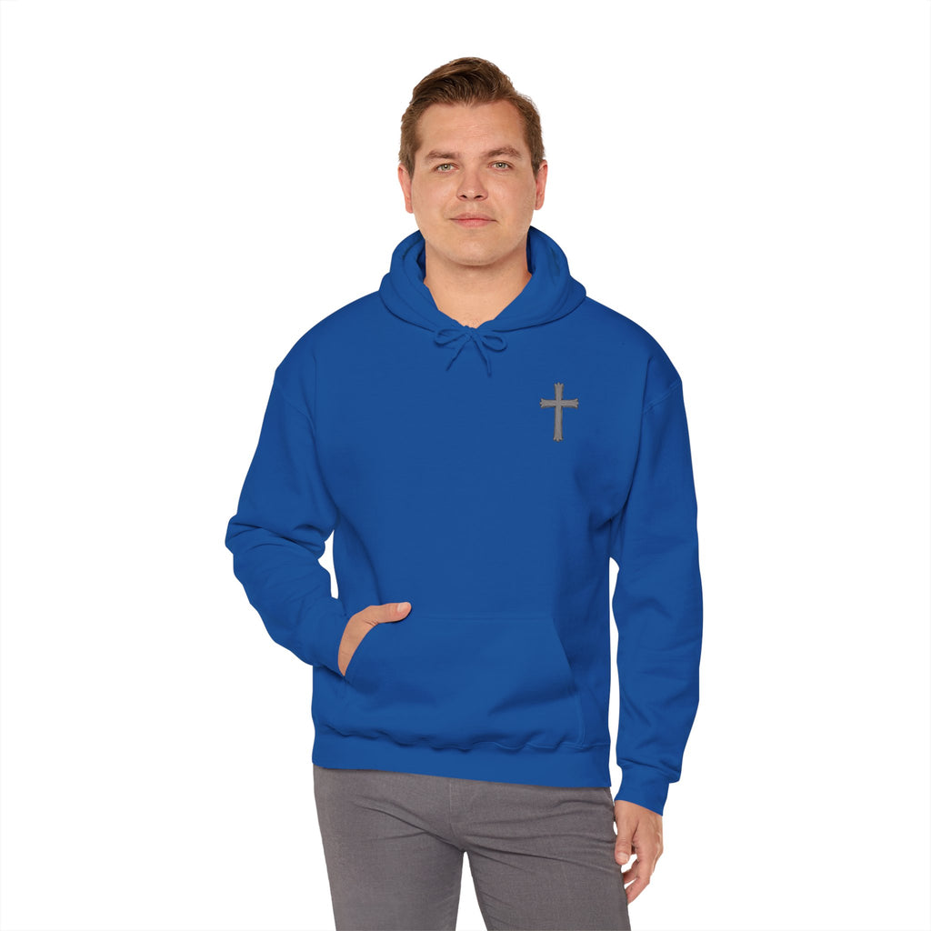 Cross Hoodie with Crown of Thorns — "By His Wounds We Are Healed" Isaiah 53:5 Religious Pullover