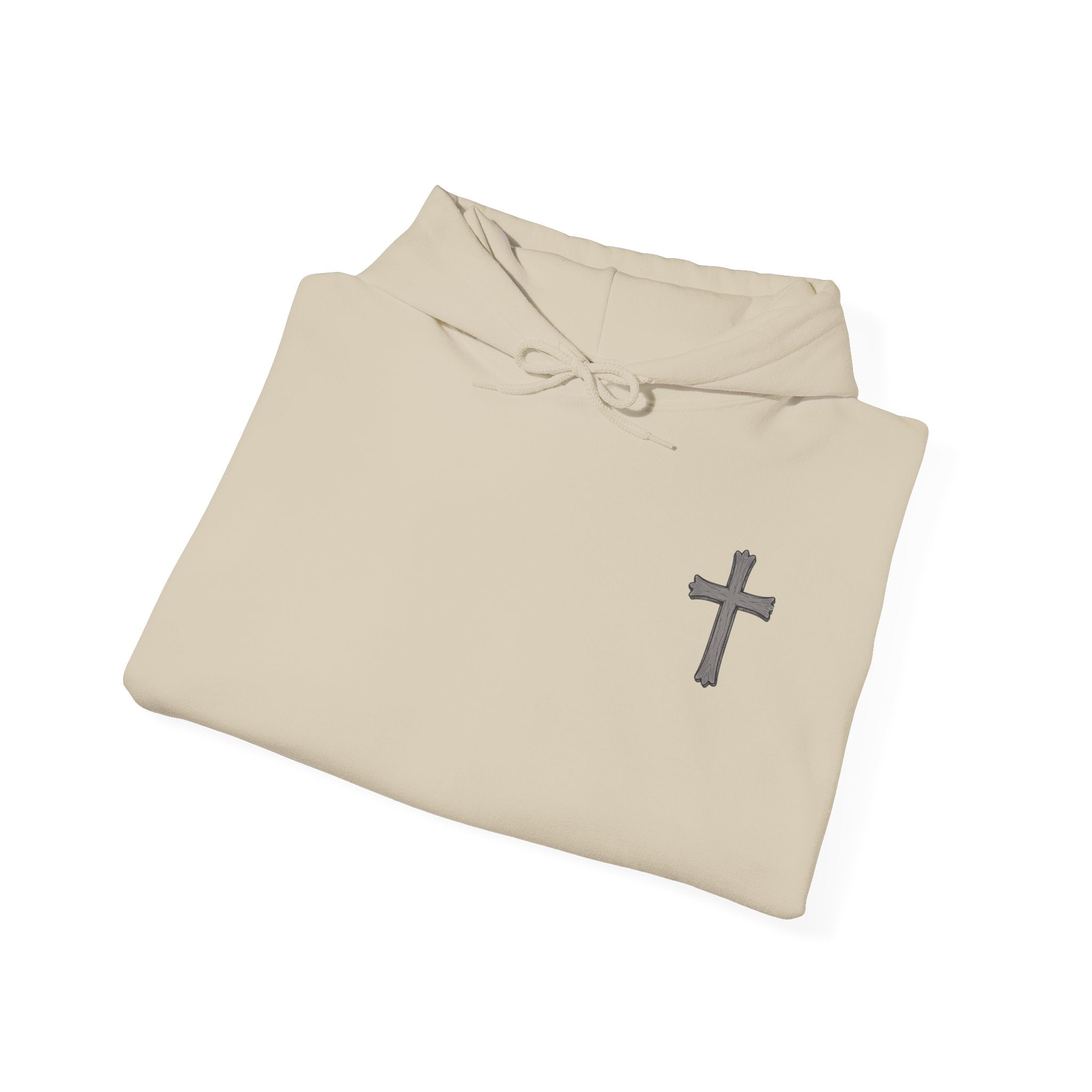 Cross Hoodie with Crown of Thorns — "By His Wounds We Are Healed" Isaiah 53:5 Religious Pullover