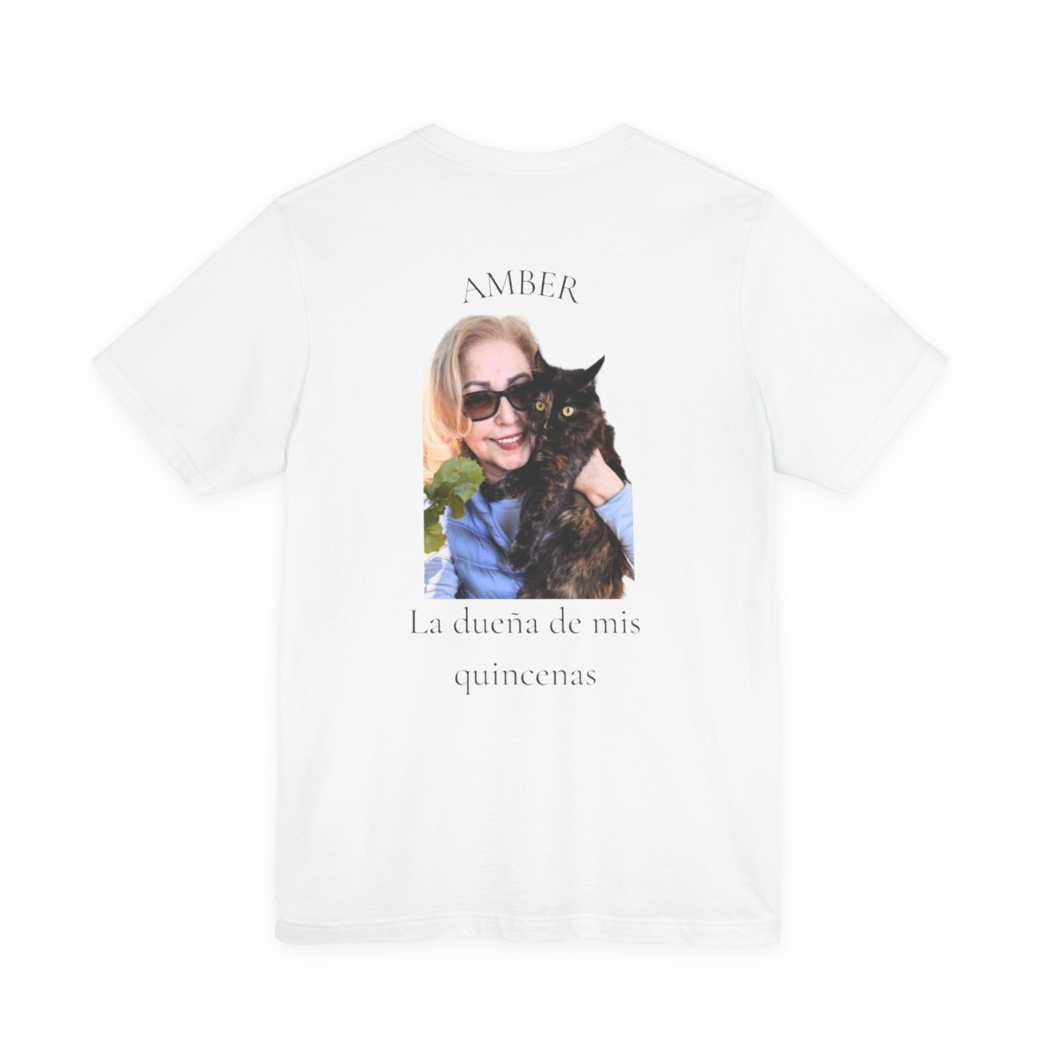 Custom Photo Memorial Tee — Personalized Name ‘Amber’ with Portrait and Floral Accent