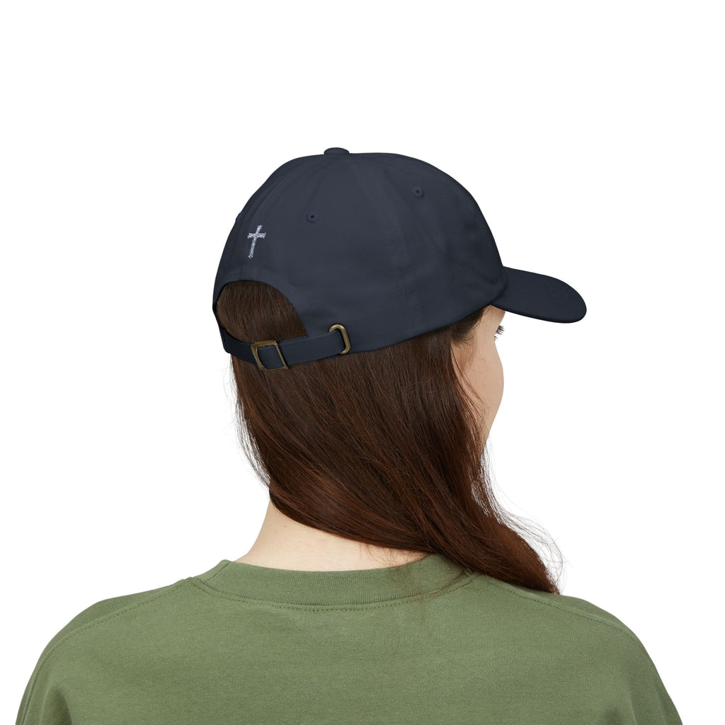 Lion Crest Dad Cap — Small Cross Embroidery, Faith-Inspired Baseball Hat
