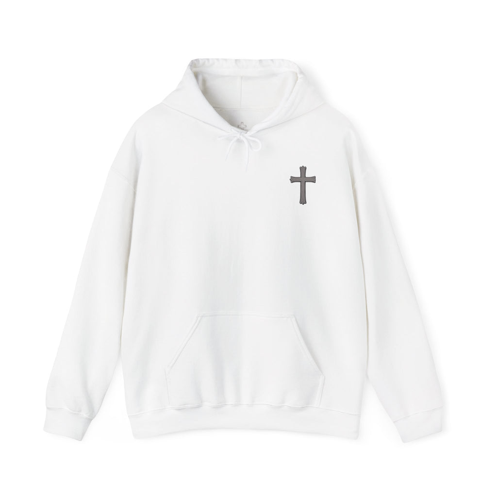 Cross Hoodie with Crown of Thorns — "By His Wounds We Are Healed" Isaiah 53:5 Religious Pullover