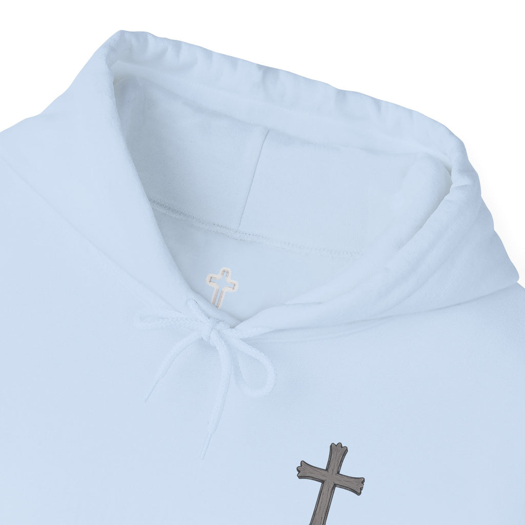 Cross Hoodie with Crown of Thorns — "By His Wounds We Are Healed" Isaiah 53:5 Religious Pullover