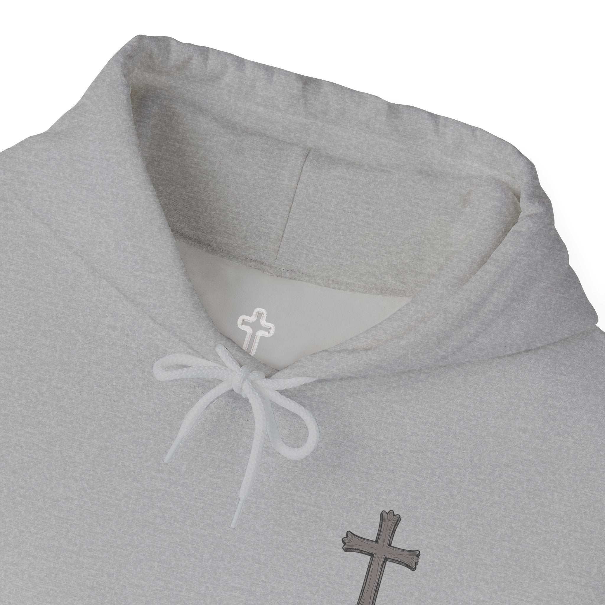 Cross Hoodie with Crown of Thorns — "By His Wounds We Are Healed" Isaiah 53:5 Religious Pullover