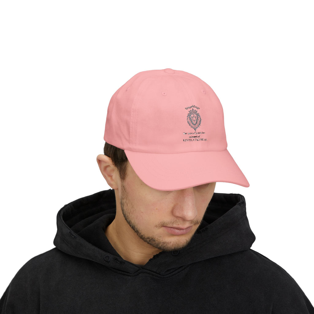 Lion Crest Dad Cap — Small Cross Embroidery, Faith-Inspired Baseball Hat